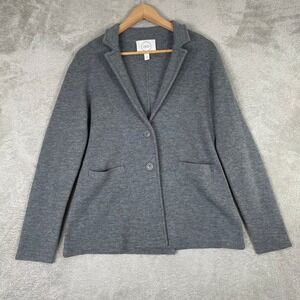 1901 Knit‎ Blazer Womens Small Gray Merino Wool Blend Soft Professional Workwear